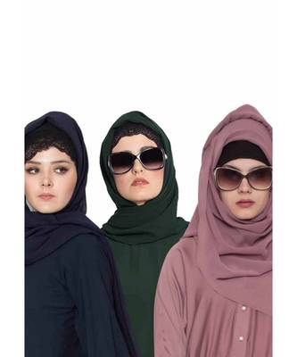 Set Of Three Stole Hijabs In Soft And Super Fine Georgette 1