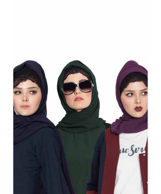 Set Of Three Stole Hijabs In Soft And Super Fine Georgette 1