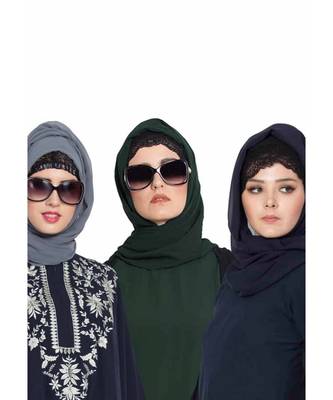 Set Of Three Stole Hijabs In Soft And Super Fine Georgette 1