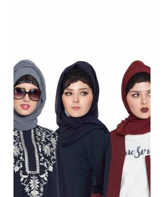 Set Of Three Stole Hijabs In Soft And Super Fine Georgette 1