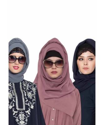 Set Of Three Stole Hijabs In Soft And Super Fine Georgette 1