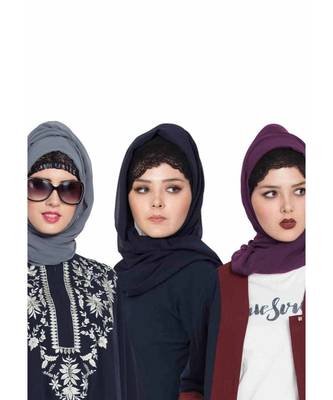 Set Of Three Stole Hijabs In Soft And Super Fine Georgette 1