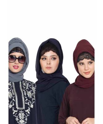 Set Of Three Stole Hijabs In Soft And Super Fine Georgette 1