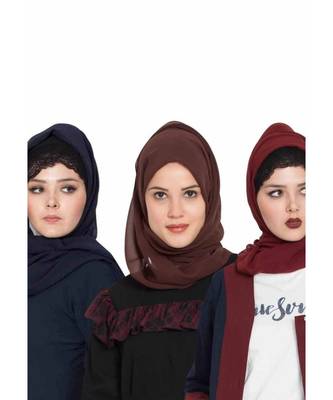 Set Of Three Stole Hijabs In Soft And Super Fine Georgette 1