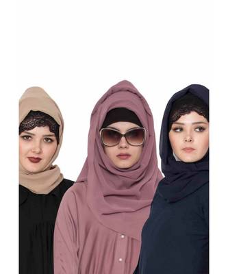 Set Of Three Stole Hijabs In Soft And Super Fine Georgette 1