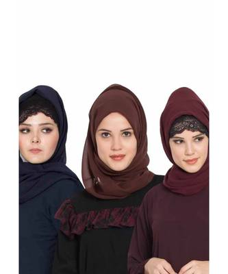 Set Of Three Stole Hijabs In Soft And Super Fine Georgette 1