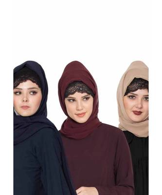 Set Of Three Stole Hijabs In Soft And Super Fine Georgette 1