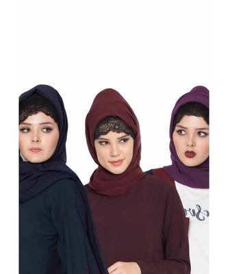 Set Of Three Stole Hijabs In Soft And Super Fine Georgette 1