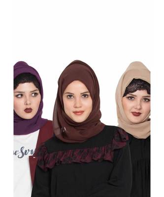 Set Of Three Stole Hijabs In Soft And Super Fine Georgette 1