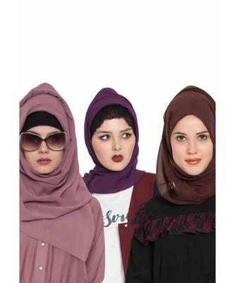 Set Of Three Stole Hijabs In Soft And Super Fine Georgette 1