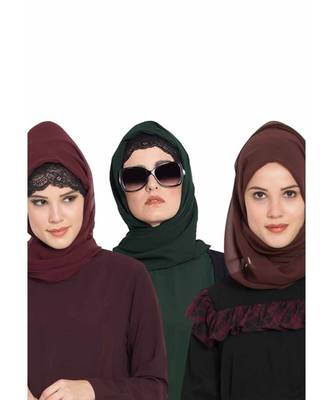 Set Of Three Stole Hijabs In Soft And Super Fine Georgette 1