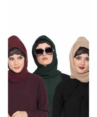 Set Of Three Stole Hijabs In Soft And Super Fine Georgette 1