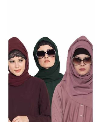 Set Of Three Stole Hijabs In Soft And Super Fine Georgette 1