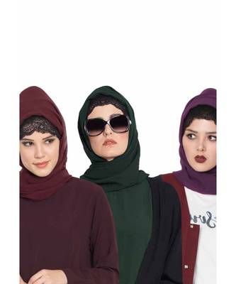 Set Of Three Stole Hijabs In Soft And Super Fine Georgette 1