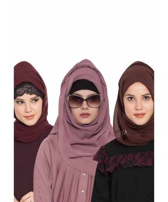 Set Of Three Stole Hijabs In Soft And Super Fine Georgette 1