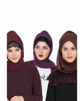 Set Of Three Stole Hijabs In Soft And Super Fine Georgette 1