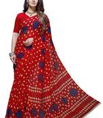 Red Printed Georgette Saree With Blouse