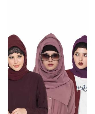 Set Of Three Stole Hijabs In Soft And Super Fine Georgette 1