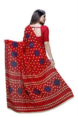 Red Printed Georgette Saree With Blouse 2