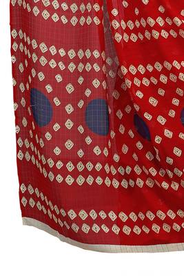 Red Printed Georgette Saree With Blouse 3