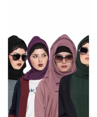 Set Of Four Stole Hijabs In Soft And Super Fine Georgette 1