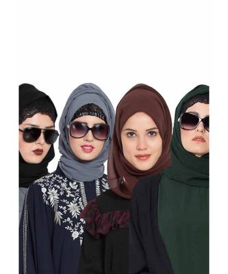 Set Of Four Stole Hijabs In Soft And Super Fine Georgette 1