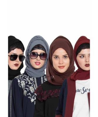 Set Of Four Stole Hijabs In Soft And Super Fine Georgette 1
