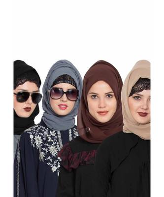 Set Of Four Stole Hijabs In Soft And Super Fine Georgette 1