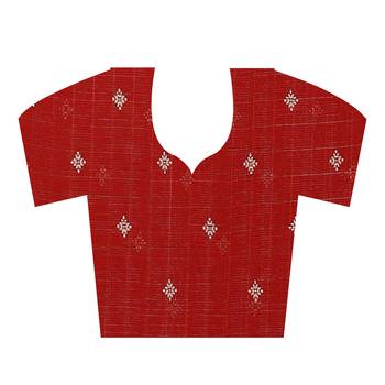 Red printed georgette saree with blouse 4