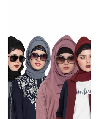 Set Of Four Stole Hijabs In Soft And Super Fine Georgette 1