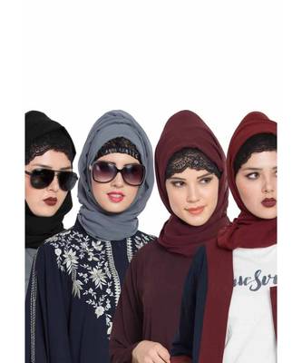 Set Of Four Stole Hijabs In Soft And Super Fine Georgette 1