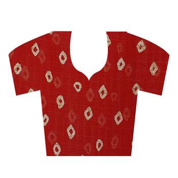 Red printed georgette saree with blouse 4