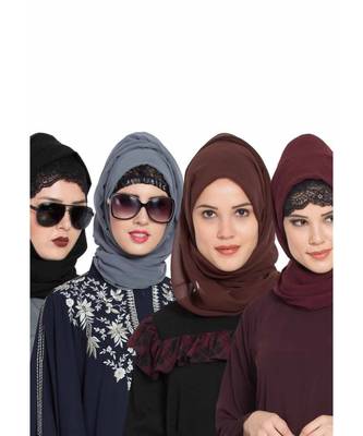 Set Of Four Stole Hijabs In Soft And Super Fine Georgette 1