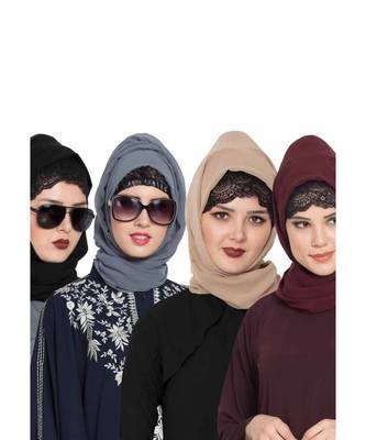 Set Of Four Stole Hijabs In Soft And Super Fine Georgette 1