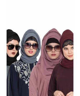 Set Of Four Stole Hijabs In Soft And Super Fine Georgette 1