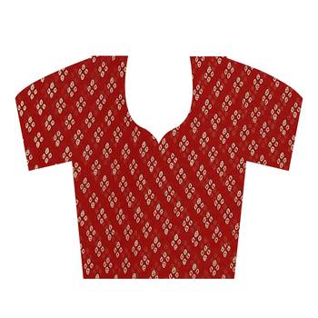 Red printed georgette saree with blouse 4