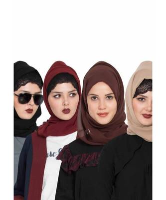 Set Of Four Stole Hijabs In Soft And Super Fine Georgette 1