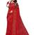 Red printed georgette saree with blouse