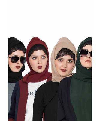 Set Of Four Stole Hijabs In Soft And Super Fine Georgette 1