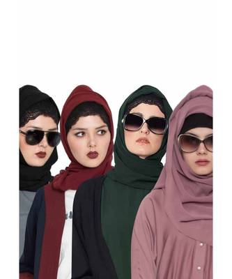 Set Of Four Stole Hijabs In Soft And Super Fine Georgette 1