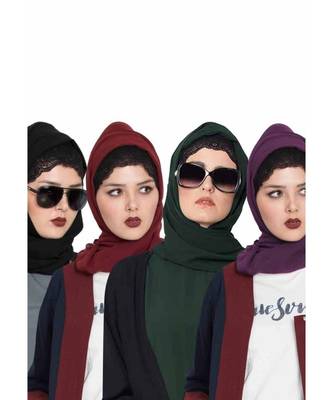 Set Of Four Stole Hijabs In Soft And Super Fine Georgette 1