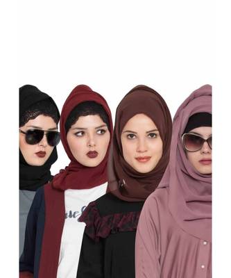Set Of Four Stole Hijabs In Soft And Super Fine Georgette 1