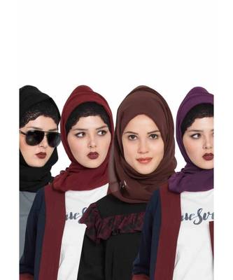 Set Of Four Stole Hijabs In Soft And Super Fine Georgette 1