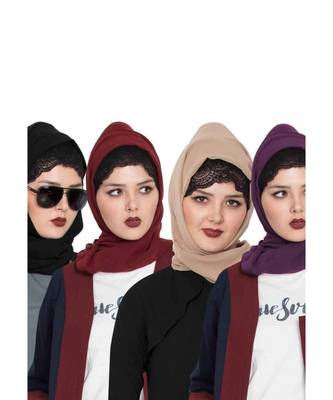 Set Of Four Stole Hijabs In Soft And Super Fine Georgette 1