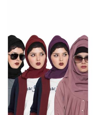 Set Of Four Stole Hijabs In Soft And Super Fine Georgette 1
