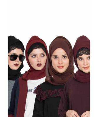 Set Of Four Stole Hijabs In Soft And Super Fine Georgette 1