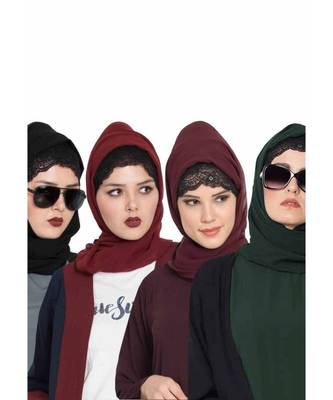 Set Of Four Stole Hijabs In Soft And Super Fine Georgette 1