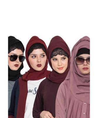 Set Of Four Stole Hijabs In Soft And Super Fine Georgette 1