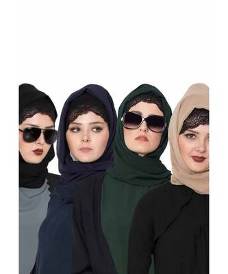 Set Of Four Stole Hijabs In Soft And Super Fine Georgette 1