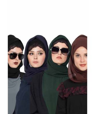Set Of Four Stole Hijabs In Soft And Super Fine Georgette 1
